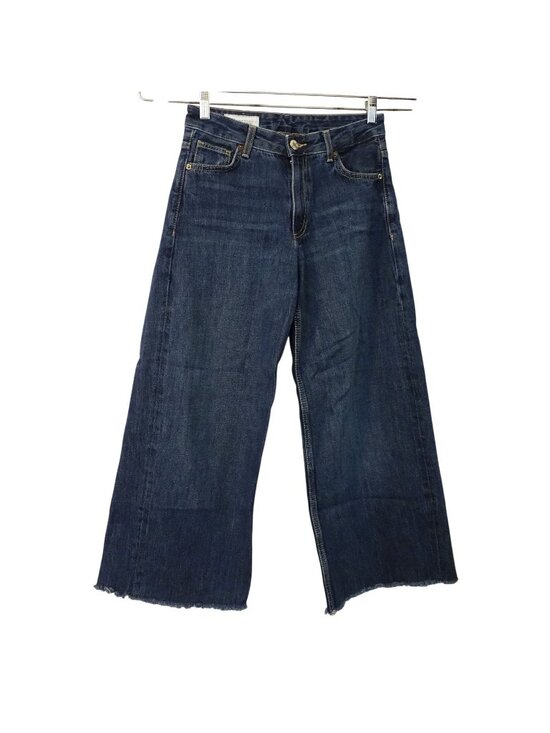 Zara Denim - Zara Wide Leg Raw Hem Jeans Denim Blue Size 2 High Waist Boho Retro Streetwear